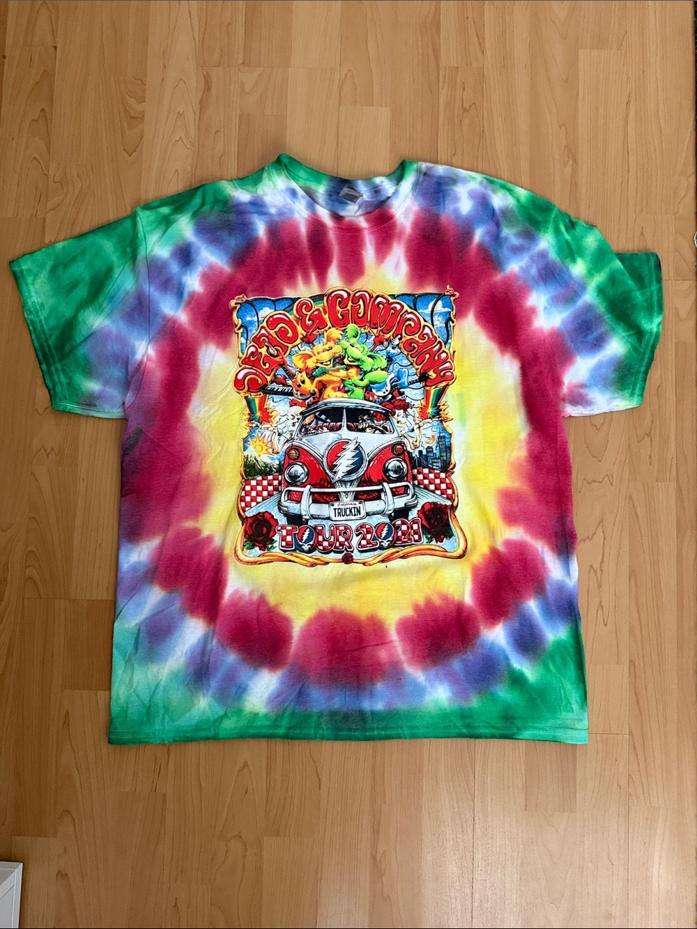 Gildan Tie-Dye T-Shirt - Green, Red, Yellow, Blue